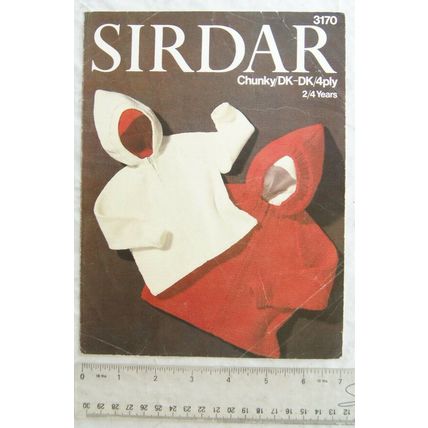 Vintage: Sirdar 3170 hooded jackets, chunky, DK or 4 ply, 2-4 years