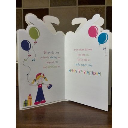 Girls 7 today Birthday Card