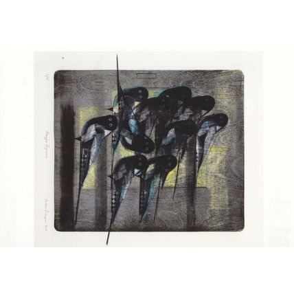 Cathie Pilkington Magpie Rhythm 2016 Painting Postcard