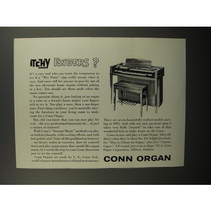 1962 Conn Organ Ad - Itchy Fingers?
