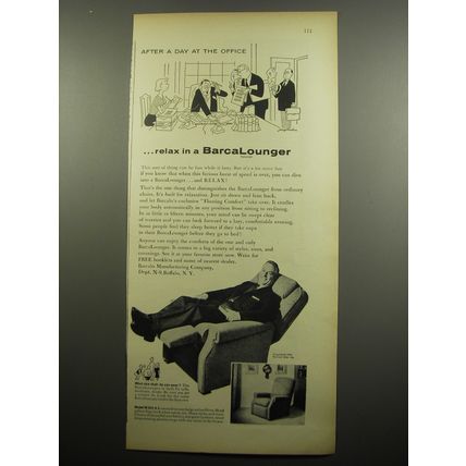 1955 BarcaLounger Chair Ad - After a day at the office ..relax in a BarcaLounger