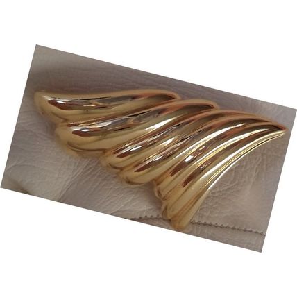 DIOR large Gold Brooch 80s Designer Womens Costume Jewelry Modern Pin