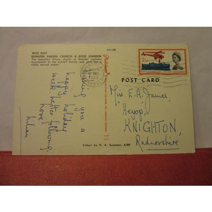 DUNSTER PARISH CHURCH, SOMERSET used postcard 1963 pm /