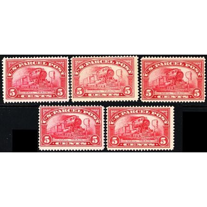 Q5, Mint F-VF LH or H 5¢ - Five Parcel Post Stamps SCV $110.00 - Stuart Katz