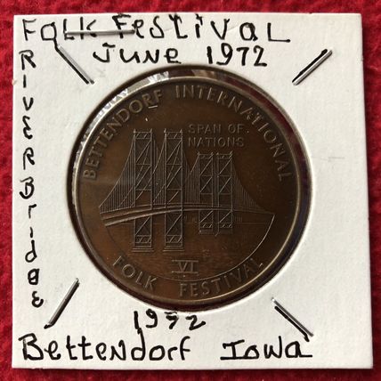 Bettendorf Iowa IA Folk Festival VI Token 1972 Scott County Avenue of Flags