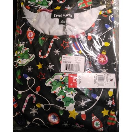 Dress Works Ladies Christmas Tree Lights Canes M Novelty Shift Dress NWT Holiday
