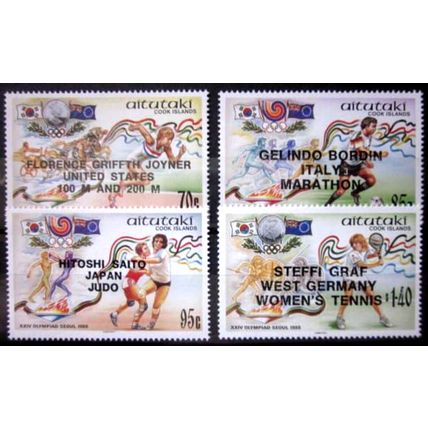 AITUTAKI 1988 ~ S.G. 586 - 589 ~ OLYMPIC MEDAL WINNERS, LOS ANGELES. ~ MNH #0289