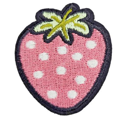 Strawberry Iron on Patch Fruit Embroidered Sew Fun 4.5cm x 5cm Comedy Comic P686