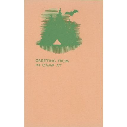 Bat Flying Over Boy Scouts Tent Girl Guides Old Greetings Postcard