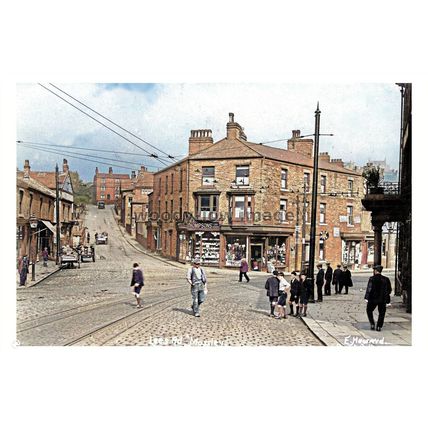 ptc5387 - Lancs - An early street scene of Lees Road in Mossley - print 6x4