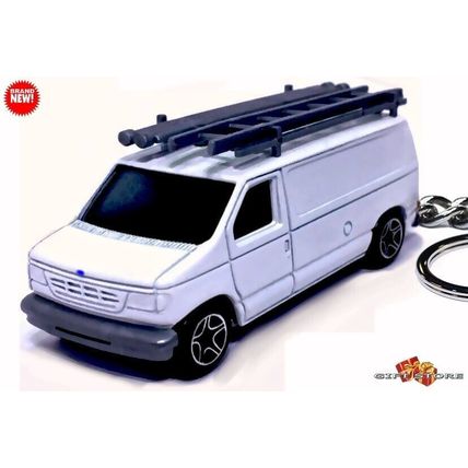 HTF KEYCHAIN WHITE FORD ECONOLINE VAN HANDYMAN REPAIR E-SERIES NICE GIFT
