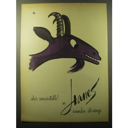 1960 Hanes Stockings Advertisement - art by Vladimir Bobri - Goat
