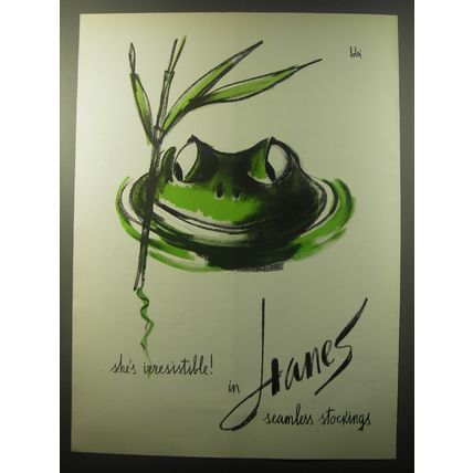 1960 Hanes Stockings Advertisement - art by Vladimir Bobri - Frog