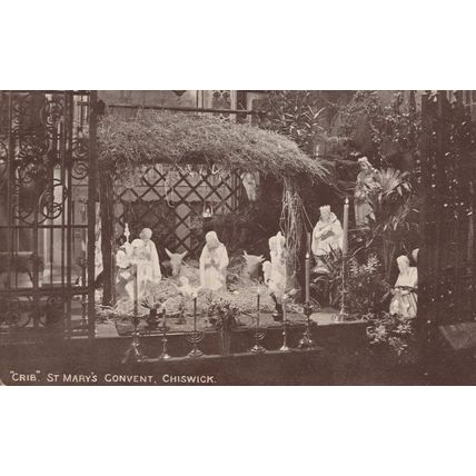 Nativity Christmas Crib St Marys Convent Chiswick London Old Postcard