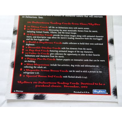 101 Dalmatians - Disney - Uncut Promo Trading Card Sheet 1996 Fleer/Skybox
