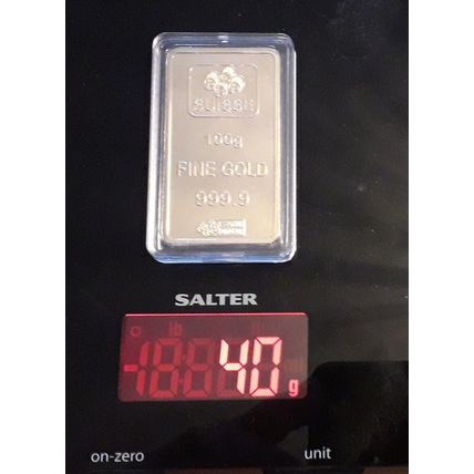 PAMP, Suisse 100g FINE GOLD 999.9, ESSAYEUE FONDEUR, INGOT, NOT REAL GOLD, 40g