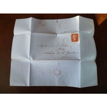 1866 GB QV 1d Red stamp AD Plate 100 entire Fisher De Rellich Pasquier Burton