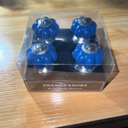 Blue Ceramic Pumpkin Drawer Pulls Knobs Set of 4 Cabinet Cupboard *bnib sealed*
