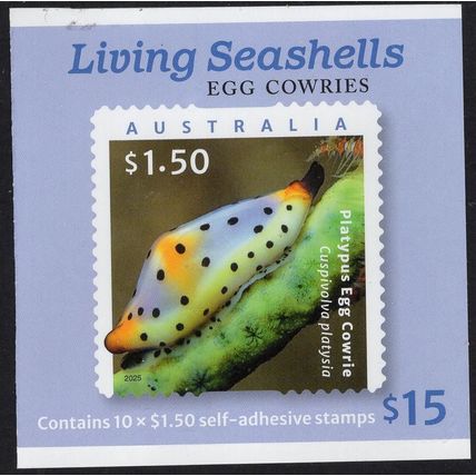 AUSTRALIA: 2025, LIVING SEASHELLS, EGG COWRIES BLOCK OF MNH S/A STAMPS. 3