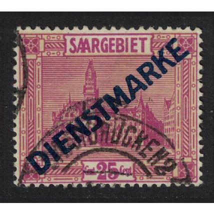 Saar optd 'DIENSTMARKE' 25c 1922 Canc SG#o102