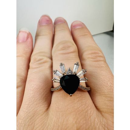 Ring Bomb Party Sz10 RBP Black Onyx Gem Rose Gold P Band Costume Jewelry