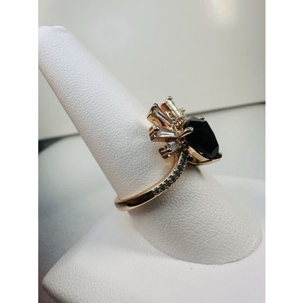 Ring Bomb Party Sz10 RBP Black Onyx Gem Rose Gold P Band Costume Jewelry