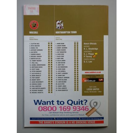 WALSALL v NORTHAMPTON TOWN FA Cup 2nd Round Replay 11/12/2007