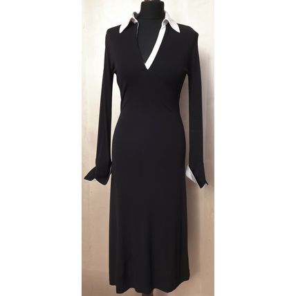 Moda International Victoria's Secret Black White Silk Trim Dress 8 -10 UK 6 US