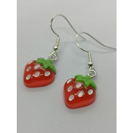Fun Fruity Strawberry Silver Plated Earrings Food-Inspired Kawaii Jewellery