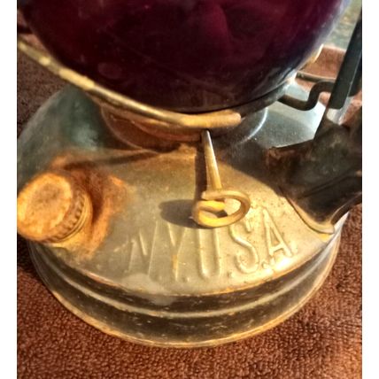 Dietz Old Little Wizard Red Glass Globed Railroad Train Lantern 12" Tall