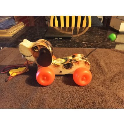 Old Vintage Original Fisher Price Snoopy # 693 7 1/2" Long Working 1966