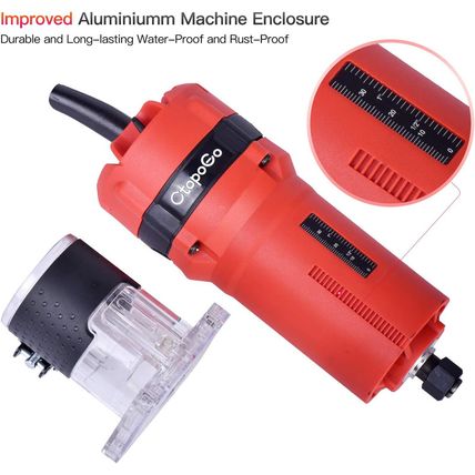 Compact Palm Router Tool, 800W Hand Wood Trimmer with 12PCS 1/4" Router Bits for