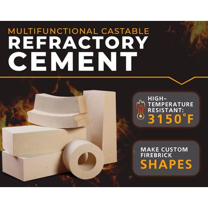 Firecast Castable Refractory Cement Mix 3110 Degree Fahrenheit 10 Lbs High Tempe