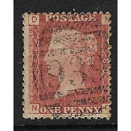 GB 1858 QUEEN VICTORIA 1d RED PLATE 86 OF USED SG43 ND