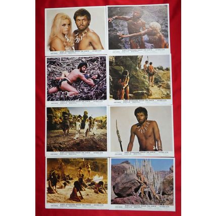 WHEN DINOSAURS RULED THE EARTH (1970) original UK FOH / Lobby cards