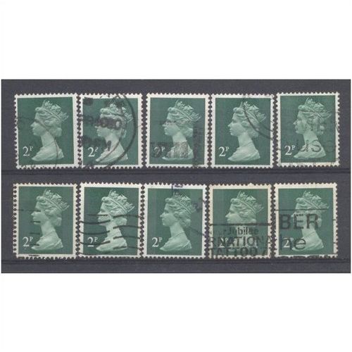 BULK STOCK.2p Myrtle-Green x 10.Type Unchecked.Fine Used.nb12l