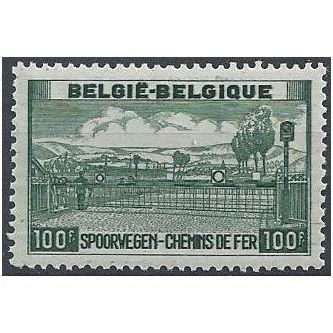 Belgium Epm Mi 277: 100 Fr. deep grey-green Railway Parcel Stamp: Level Crossing