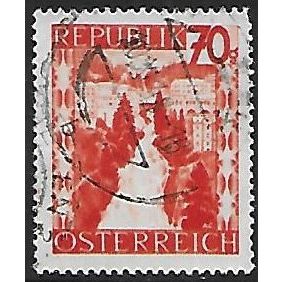 Mi 847: 70 g. orange-red Definitive Stamp: Badgastein, Salzburg.