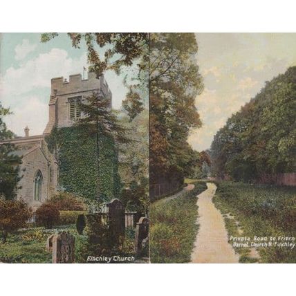 Private Road To Friern Barnet Church 2 Antique Finchley Postcard s