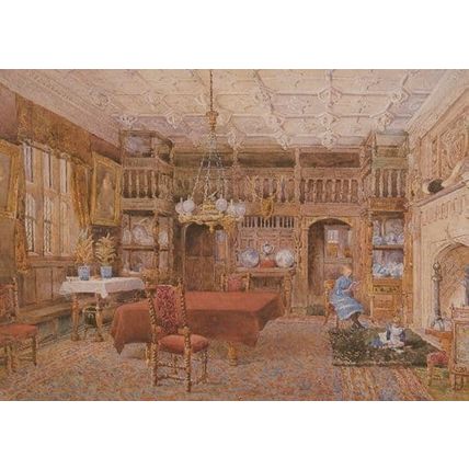 Gawthorpe Hall Lancashire Padiham Fireplace Dining Room Postcard