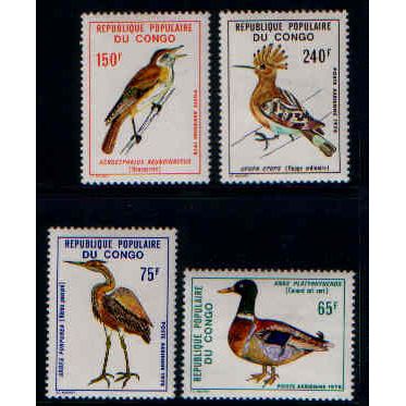 CONGO 1978 BIRDS SET 4 VALS M / MINT