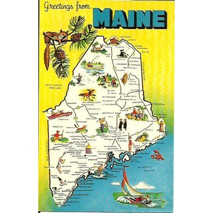 United States MAINE Map Postcard (Dexter S24838-B)