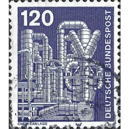 GERMANY, Industrial technology, Styrene chemical plant, blue 1975, 120pf, #5