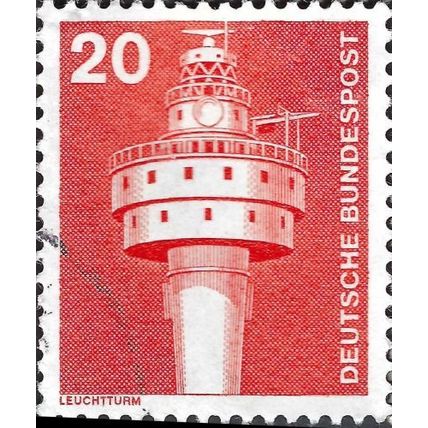 GERMANY, Industrial technology, Lighthouse Alte Weser, orange-red 1976, 20pf, #5