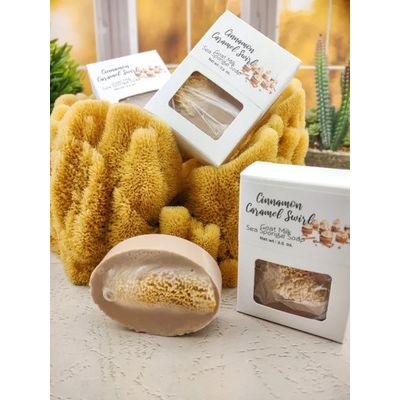 Cinnamon Caramel Swirl goats milk sea sponge soap[ ]