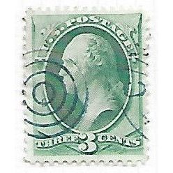 USA 1870 NATIONAL BANK NOTE 3c WASHINGTON TARGET CDS PART CANCEL