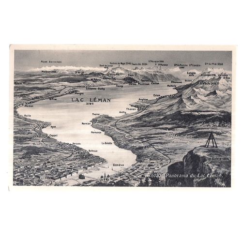 LAC LEMAN, SWITZERLAND unused vintage postcard =
