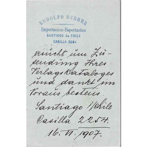 Chile Postal Card 1907, Uprated Santiago to Sweden, Columbus