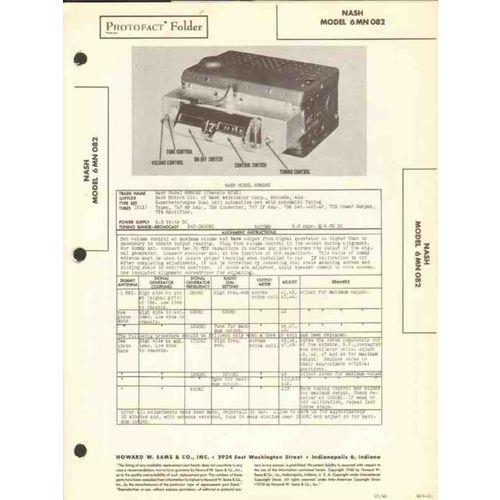 NASH model 6MN082 6 tube AM car radio receiver Sams Photofact manual