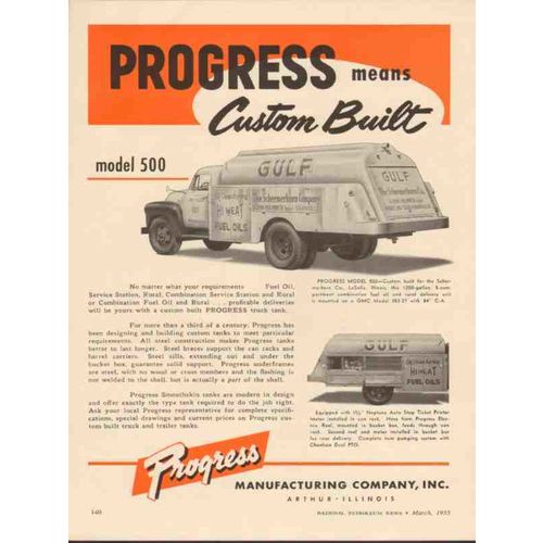 PROGRESS MFG COMPANY 1955 Schermerhorn Co LaSalle IL truck vintage ad